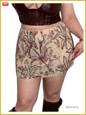 Sequin Mini Skirt Floral Bodycon Y2K Party Pencil Skirt Low Rise